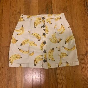 Urban Outfitters Banana Print Skirt - Cream and Yellow